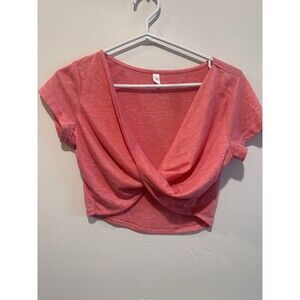 Dressfo Womens M Heathered Pink Twist Front Crop Top